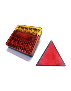 2x 3 Funktionen 10 LED Rückleuchte 100x100x21 E4 LKW PKW Anhänger mit 2x Dreieck 2