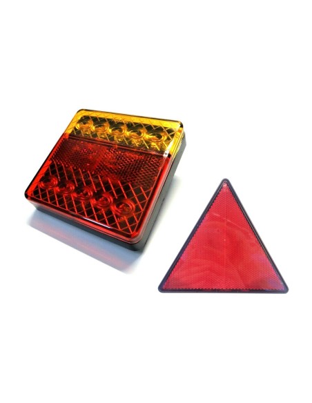 2x 3 Funktionen 10 LED Rückleuchte 100x100x21 E4 LKW PKW Anhänger mit 2x Dreieck