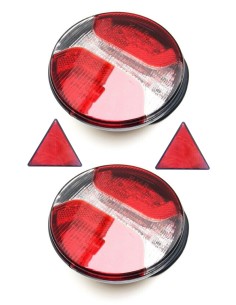 2x 2 Funktionen LED Rückleuchte Rund 122 E9 für Anhänger LKW PKW mit Dreieck