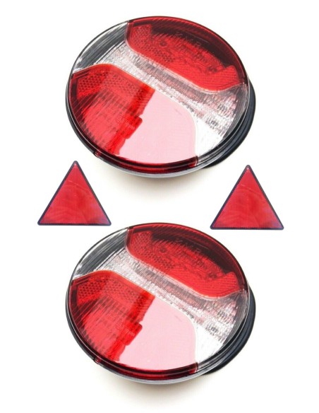 2x 2 Funktionen LED Rückleuchte Rund 122 E9 für Anhänger LKW PKW mit Dreieck