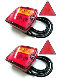 2x 3 Funktionen LED Rückleuchte E9 12V 24V Trailer LKW PKW Anhänger mit Dreieck