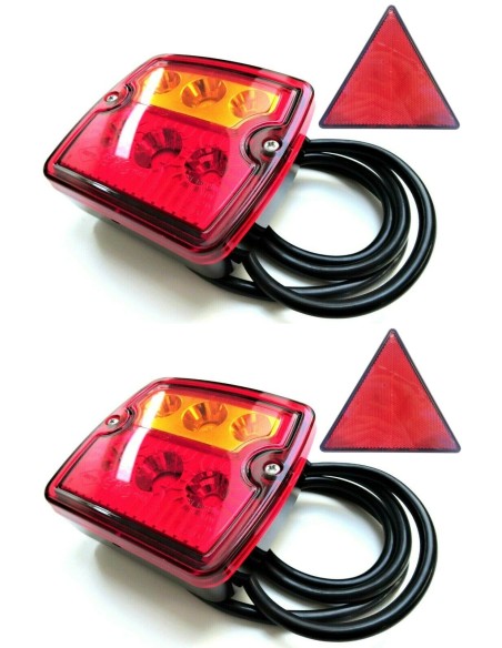 2x 3 Funktionen LED Rückleuchte E9 12V 24V Trailer LKW PKW Anhänger mit Dreieck