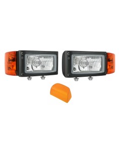 2x Scheinwerfer mit Blinker Baumaschinen Schneeräumer Bagger mit Lampenschirm