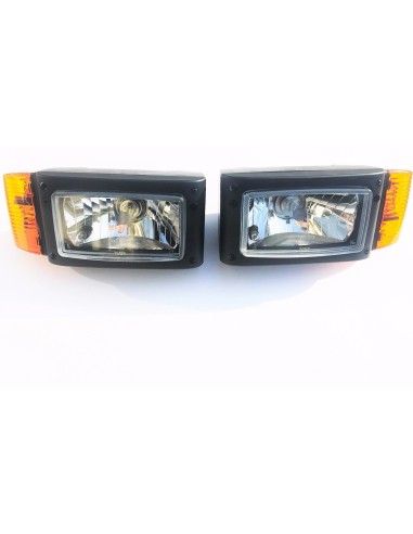 2x Scheinwerfer mit Blinker Baumaschinen Schneeräumer Bagger mit Lampenschirm