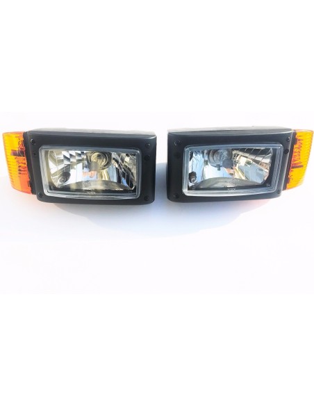 2x Scheinwerfer mit Blinker Baumaschinen Schneeräumer Bagger mit Lampenschirm