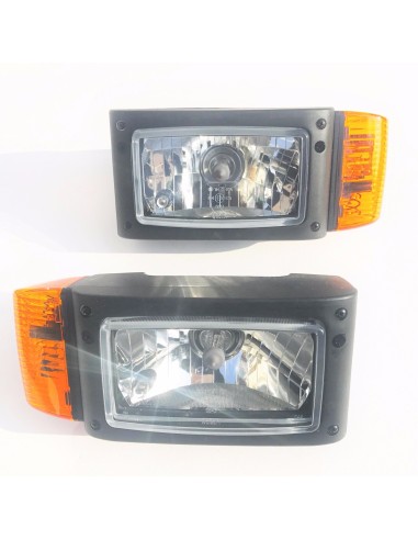 2x Scheinwerfer mit Blinker Baumaschinen Schneeräumer Bagger mit Lampenschirm