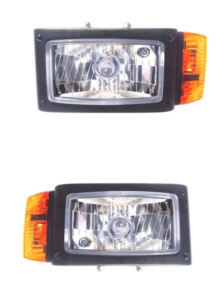 2x Scheinwerfer mit Blinker Baumaschinen Schneeräumer Bagger mit Lampenschirm