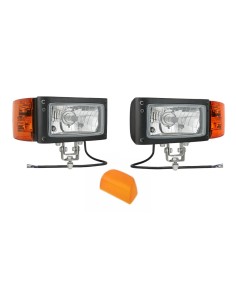 2x Scheinwerfer mit Blinker f. Baumaschinen Schneeräumer Bagger mit Lampenschirm
