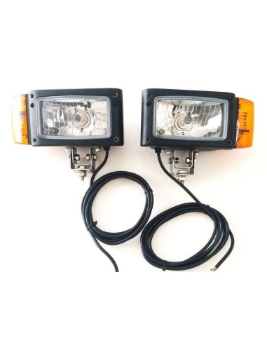 2x Scheinwerfer mit Blinker f. Baumaschinen Schneeräumer Bagger mit Lampenschirm
