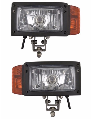 2x Scheinwerfer mit Blinker f. Baumaschinen Schneeräumer Bagger mit Lampenschirm