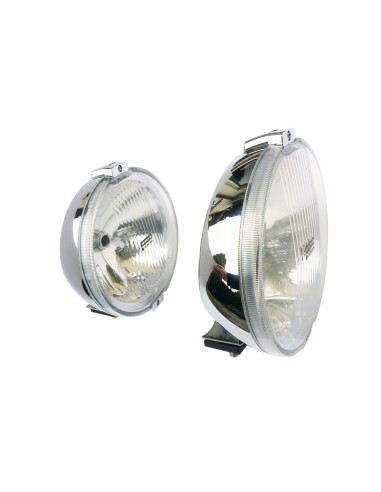 2x Fernscheinwerfer H3 Positionslicht 183 E20 mit Glühbirnen Chrom LED Ring 12V