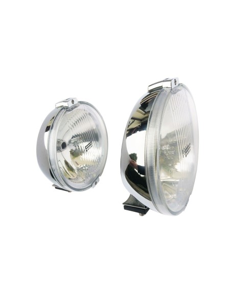 2x Fernscheinwerfer H3 Positionslicht 183 E20 mit Glühbirnen Chrom LED Ring 12V