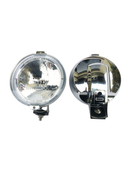 2x Fernscheinwerfer H3 Positionslicht 183 E20 mit Glühbirnen Chrom LED Ring 12V