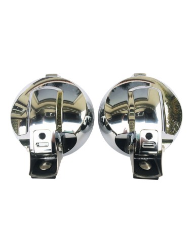 2x Fernscheinwerfer H3 Positionslicht 183 E20 mit Glühbirnen Chrom LED Ring 12V