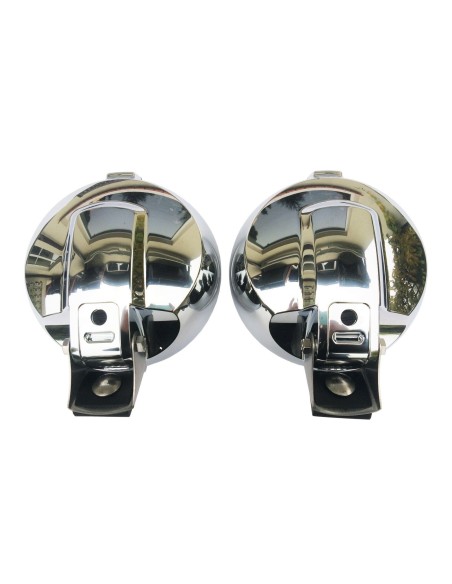 2x Fernscheinwerfer H3 Positionslicht 183 E20 mit Glühbirnen Chrom LED Ring 12V