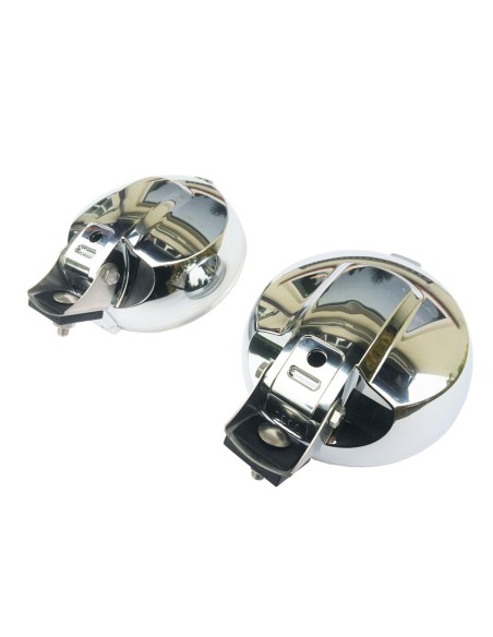 2x Fernscheinwerfer H3 Positionslicht 183 E20 mit Glühbirnen Chrom LED Ring 12V
