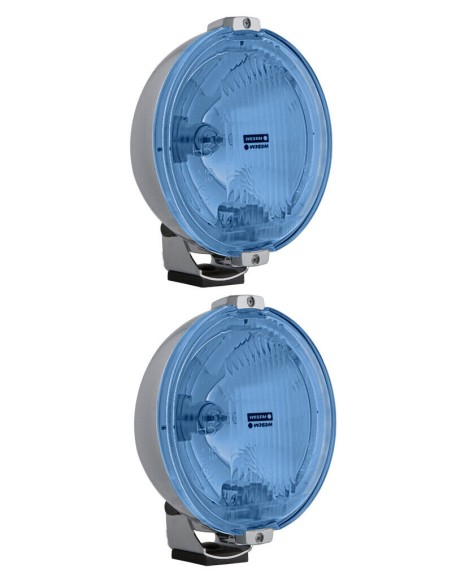2x Blau chrom rund Fernscheinwerfer m. 12V LED Ring Positionslicht m. Glühbirnen