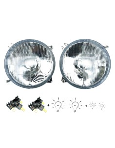 2x Scheinwerfer H4 Rund ø178 12V 24V Abblendlicht Positionslicht mit Glühbirnen