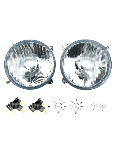 2x Scheinwerfer H4 Rund ø178 12V 24V Abblendlicht Positionslicht mit Glühbirnen