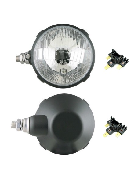 2x Traktorscheinwerfer mit Positionslicht 12V 24V E20 Zetor Ø161 mit 2x Stecker