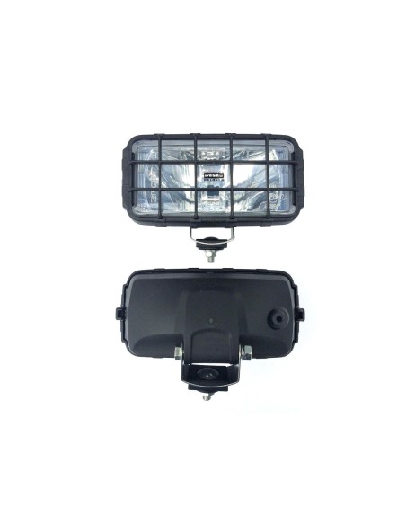 2x Fernscheinwerfer Halogen 195x95x88 12-24V mit Schutzgitter und Glühbirnen 12V