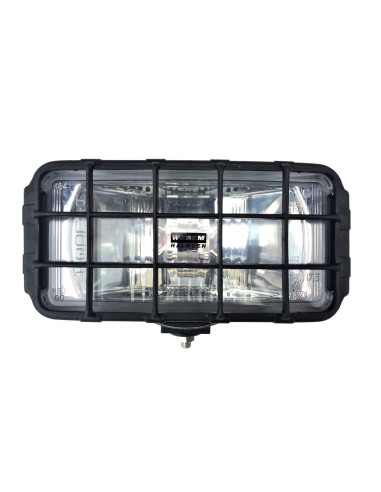 2x Fernscheinwerfer Halogen 195x95x88 12-24V mit Schutzgitter und Glühbirnen 12V
