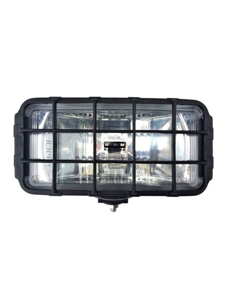 2x Fernscheinwerfer Halogen 195x95x88 12-24V mit Schutzgitter und Glühbirnen 12V