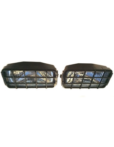 2x Fernscheinwerfer Schutzgitter Fernlicht LKW 12V 24V H3 Halogen mit Glühbirnen