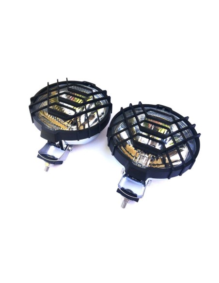 2x Rund Chrom Fernscheinwerfer Halogen Zusatzscheinwerfer 12V 24V mit Glühbirnen