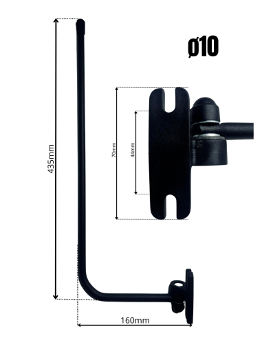 2x Außenspiegel Seitenspiegel 238x148 ø10 Spiegelarm Spiegelhalter 160mmx435mm