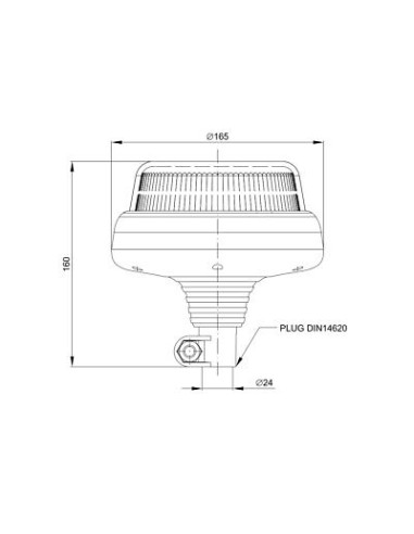 LED Warnleuchte Rund Ø165 Doppelter Blitz 20 LED 12V 24V 48V E9 ECE R65 EMV IP68