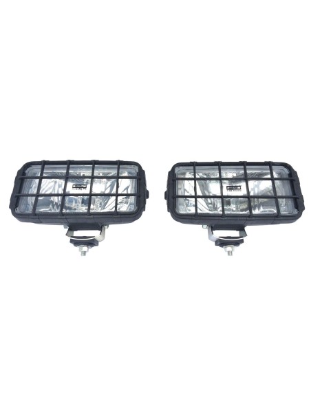 2x Fernscheinwerfer Scheinwerfer H3 Weiß 195x95 Schutzgitter 12/24V Halogen SET