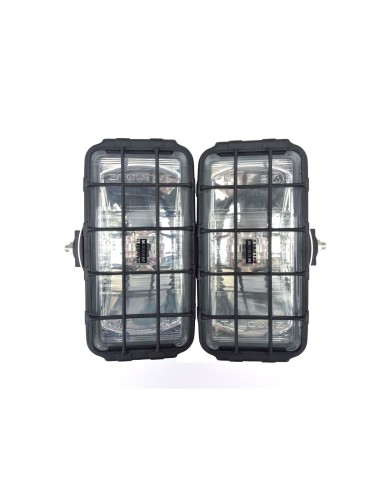 2x Fernscheinwerfer Scheinwerfer H3 Weiß 195x95 Schutzgitter 12/24V Halogen SET