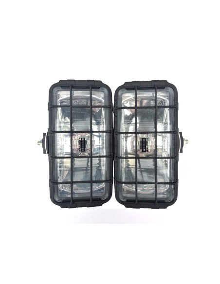 2x Fernscheinwerfer Scheinwerfer H3 Weiß 195x95 Schutzgitter 12/24V Halogen SET