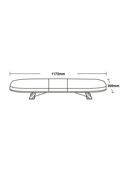 LED Warnbalken 1172×300 mm, 80W, Warnleuchte LED, 144 LEDs, 12/24V, R65 R10, IP66 – große Warnfläche, robustes AL/PC-Gehäuse