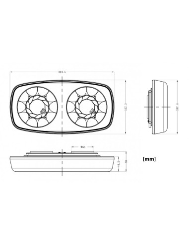 LED Warnbalken 305×158 mm, 38W, Magnet, Low-Profile, 84 LEDs, 12/24V, R65 R10 IP67 – starke Warnwirkung
