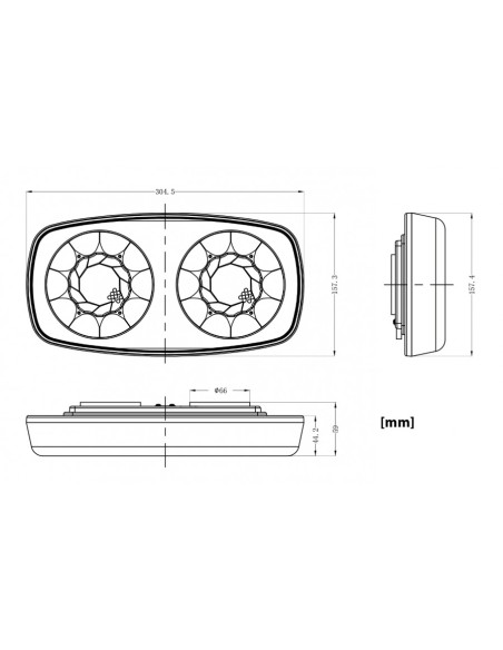 LED Warnbalken 305×158 mm, 38W, Magnet, Low-Profile, 84 LEDs, 12/24V, R65 R10 IP67 – starke Warnwirkung