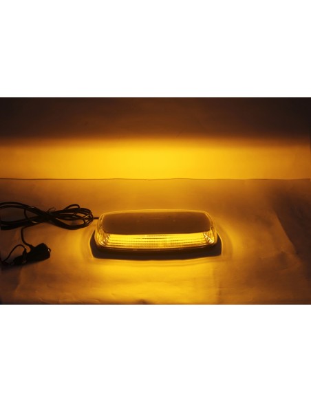 LED-Warnbalken 305×158 mm R65/R10 – Magnetbefestigung, 12/24V, flach, 84 LED, IP67, Amber