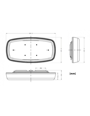 LED-Warnbalken 305×158 mm R65/R10 – Magnetbefestigung, 12/24V, flach, 84 LED, IP67, Amber
