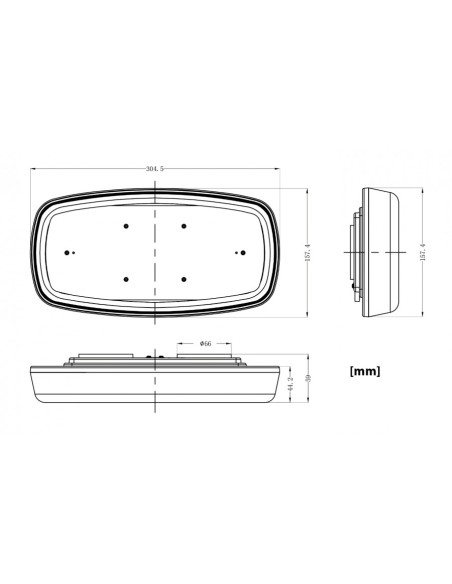 LED-Warnbalken 305×158 mm R65/R10 – Magnetbefestigung, 12/24V, flach, 84 LED, IP67, Amber