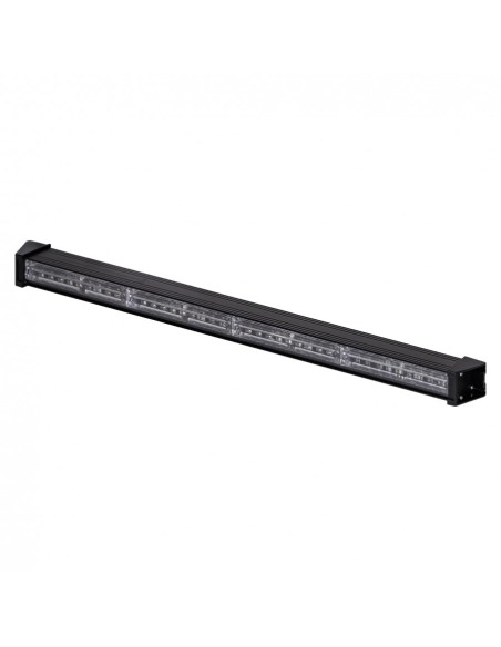 LED Warnbalken 628×35×77 mm R10 R65, 12/24V, 36 LED, 6 Blitzmodi, IP67, Schraubmontage, Amber