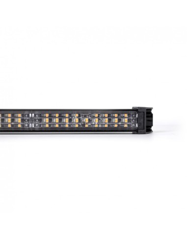 LED Warnbalken 628×35×77 mm R10 R65, 12/24V, 36 LED, 6 Blitzmodi, IP67, Schraubmontage, Amber