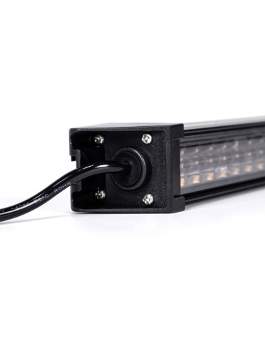 LED Warnbalken 628×35×77 mm R10 R65, 12/24V, 36 LED, 6 Blitzmodi, IP67, Schraubmontage, Amber