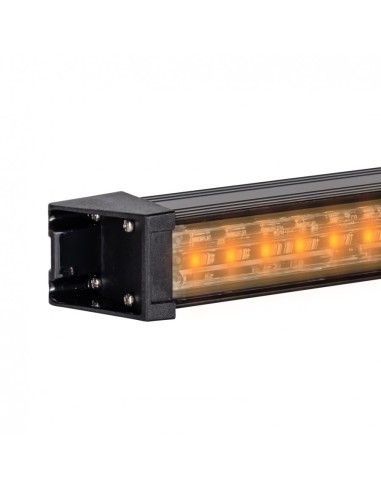 LED Warnbalken 628×35×77 mm R10 R65, 12/24V, 36 LED, 6 Blitzmodi, IP67, Schraubmontage, Amber