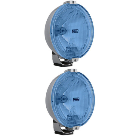 2x Blau chrom rund Fernscheinwerfer m. 12V LED Ring Positionslicht m. Glühbirnen